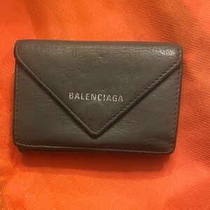 Balenciaga Dark Gray Leather mini wallet
